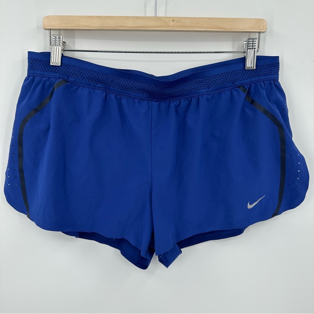 Nike Dri-Fit Blue Running Shorts Lined Zipper Pocket Womens Size Large